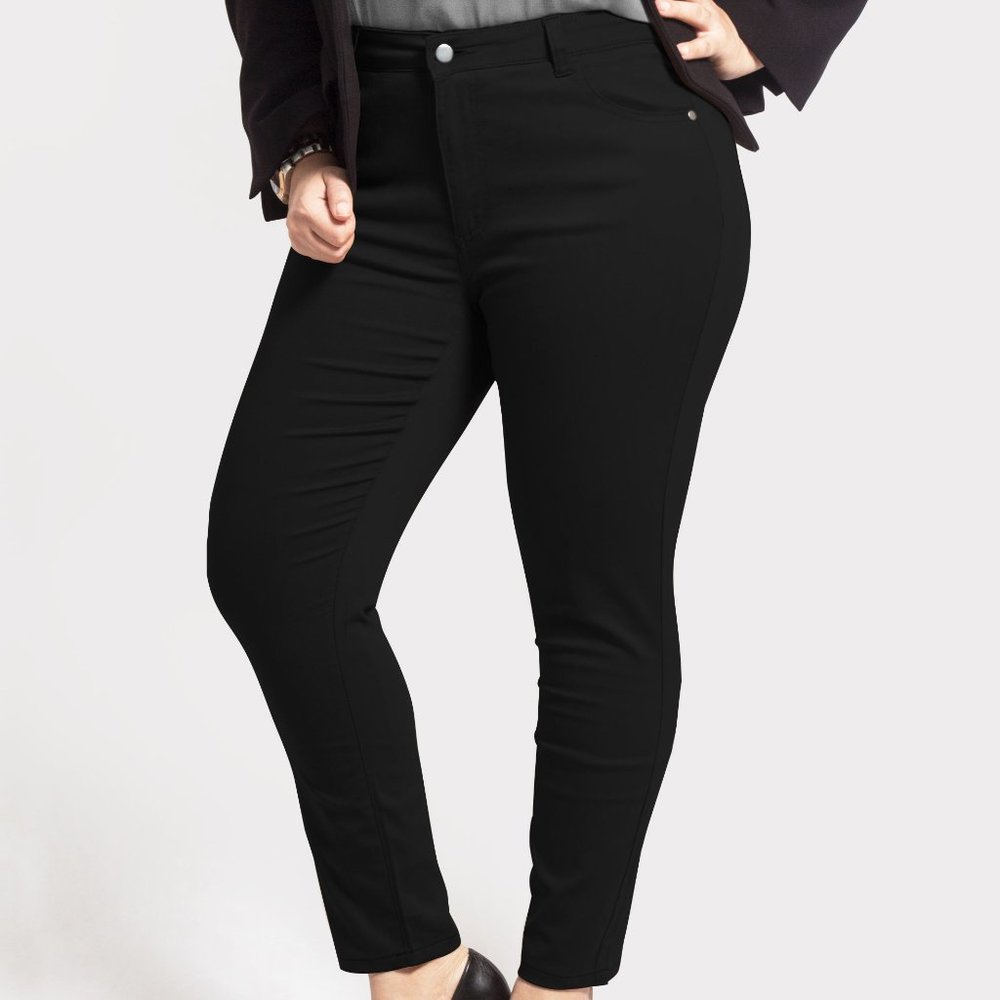 OLGYN Women’s Stretch Black Plus Size Ankle Pant - Picture 1 of 5